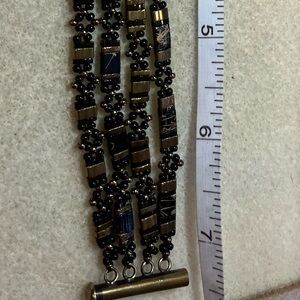 Elegant Black and Bronze Beaded Bracelet